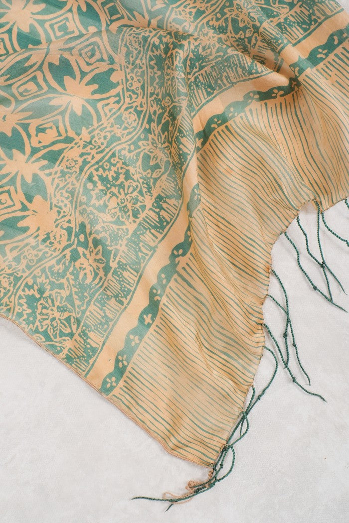 Syal Batik Sutra Kawung - Green - 45