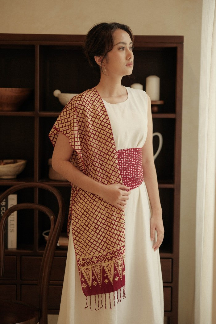 Scarf Batik Wora Wori - Maroon | DNN