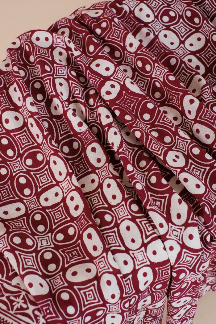 Selendang Batik TCN Kawung Maroon - 80