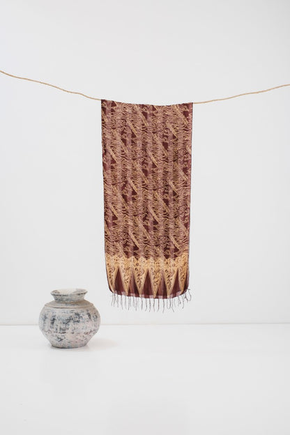 Syal Batik Sutra Mega Mendung Parang - Brown - 45