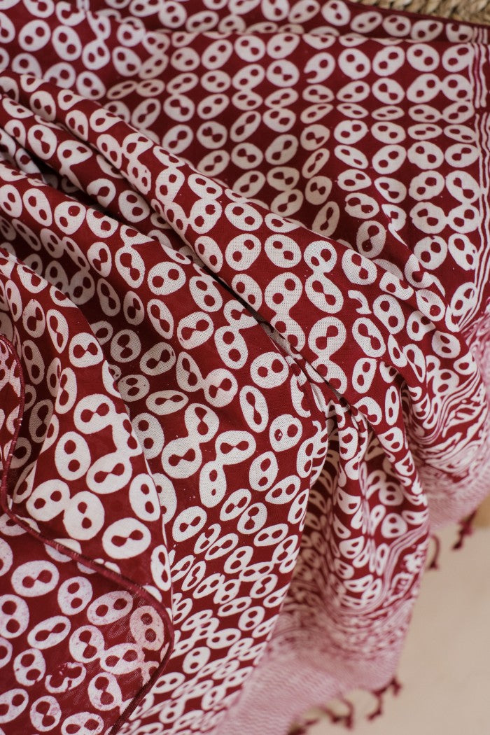 Selendang Batik TCN Kawung Sen Maroon - 80