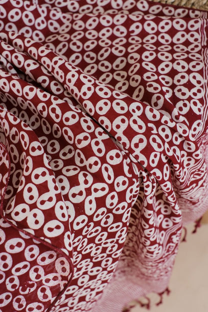 Selendang Batik TCN Kawung Sen Maroon - 80