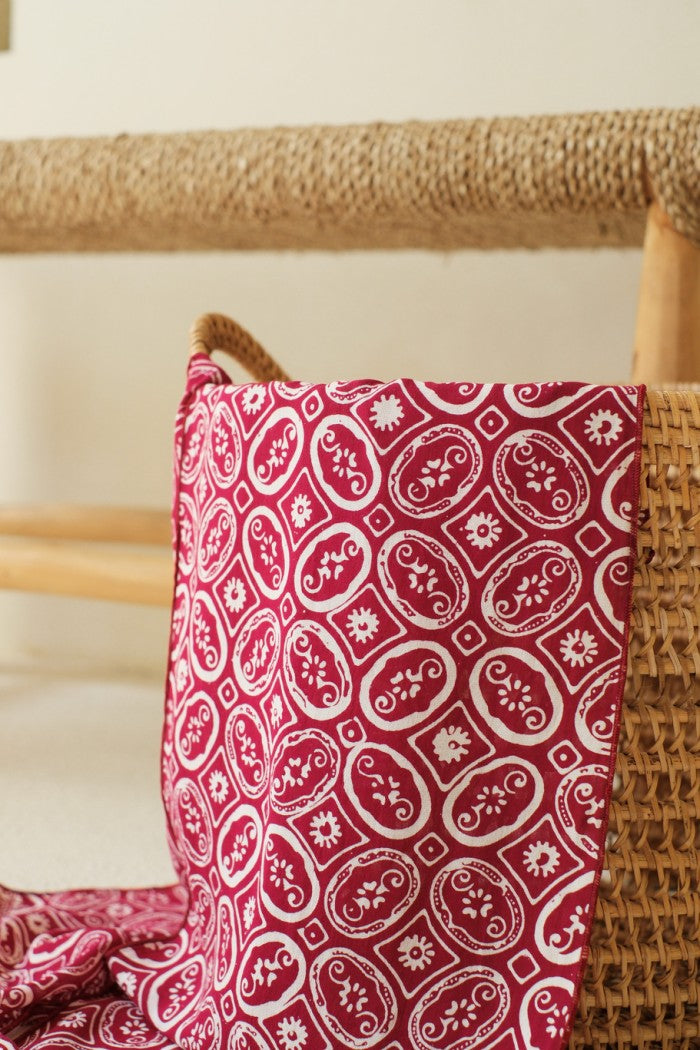 Scarf Batik TCN Kawung Bunga Maroon