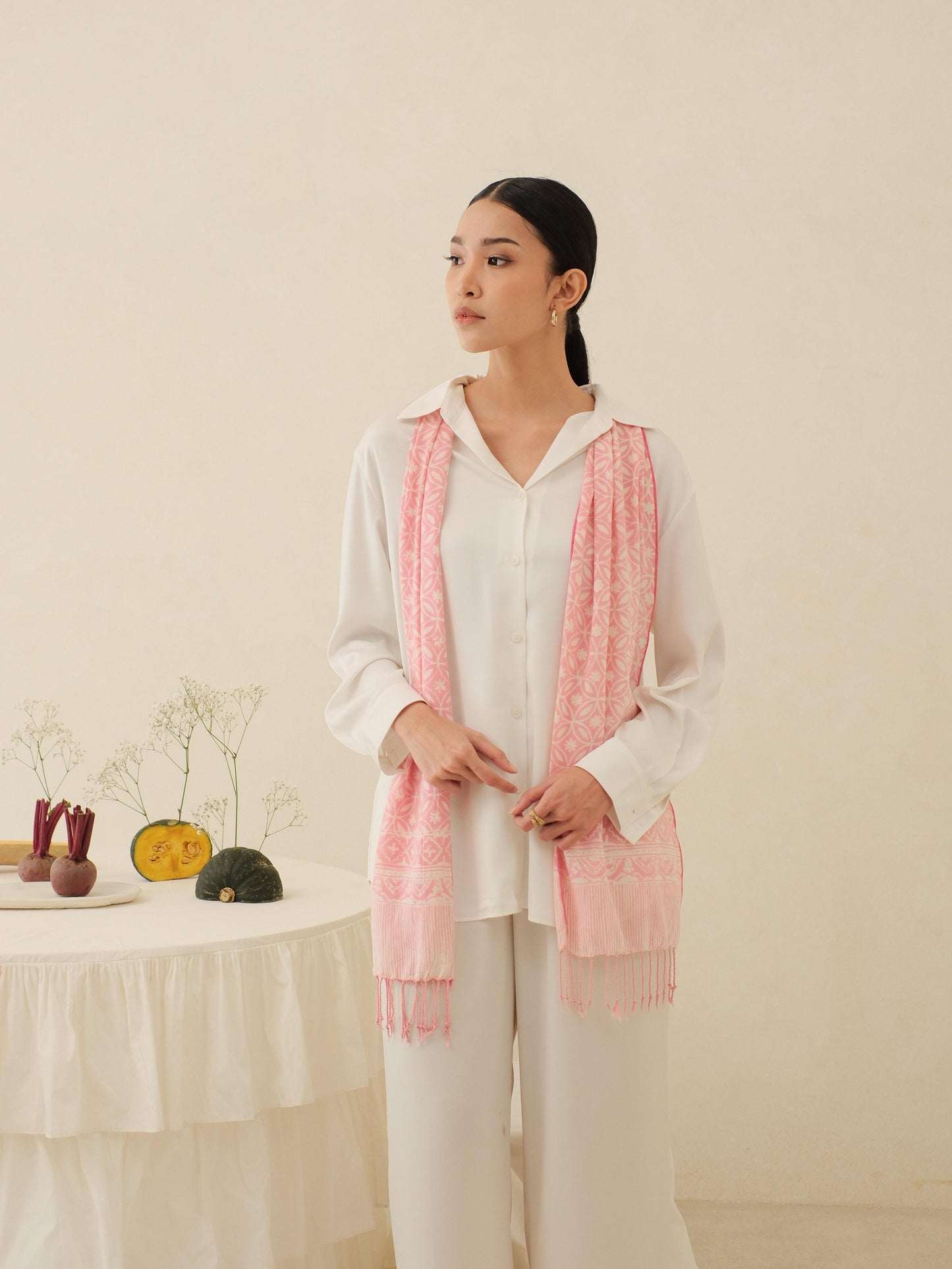 Scarf Batik TCA Kawung 3 Pink