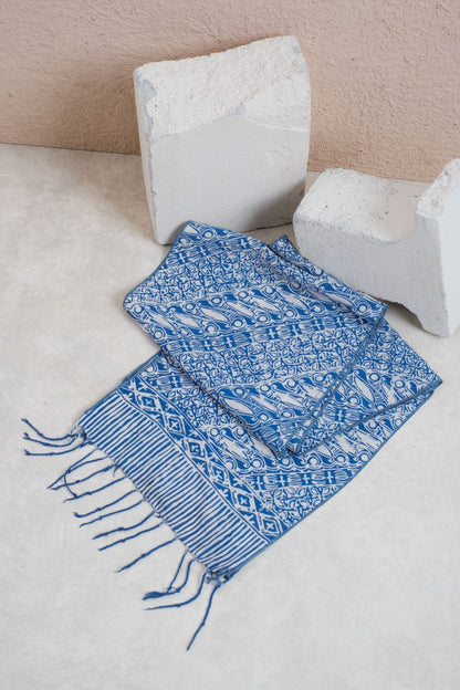 Scarf Batik TCB Parang Kawung Blue