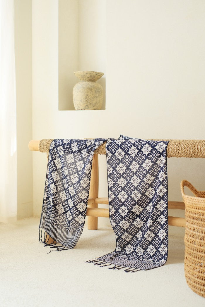 Scarf Batik TCC Kawung XO Blue
