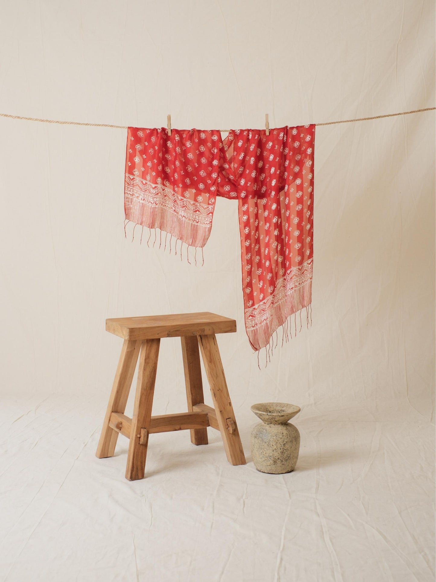 Syal Batik Sutra - Truntum - Red - 35