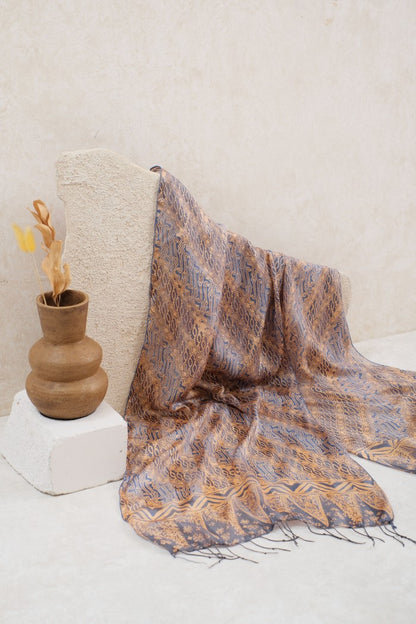 Syal Batik Sutra Parang Curigo 1 - Blue - 45
