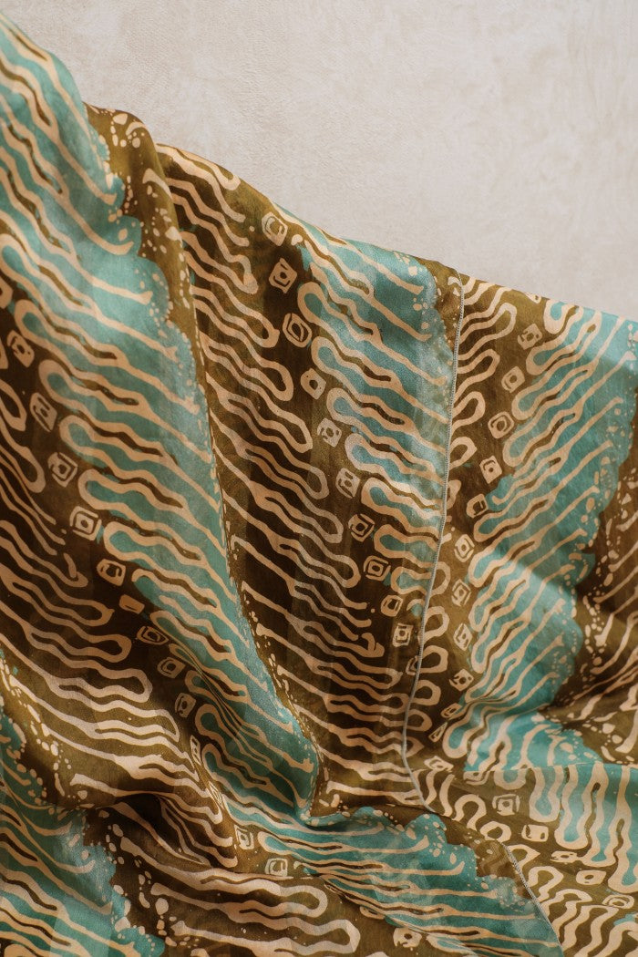 Syal Batik Sutra Parang Tuding Kombi - Green Tosca - 45