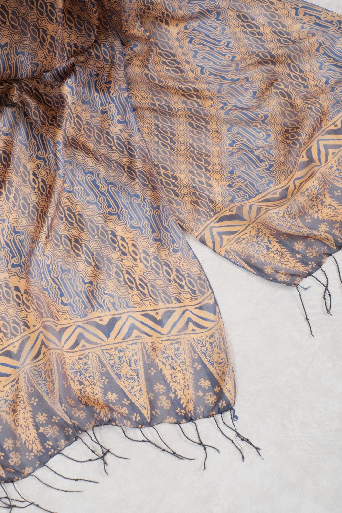 Syal Batik Sutra Parang Curigo 1 - Blue - 45