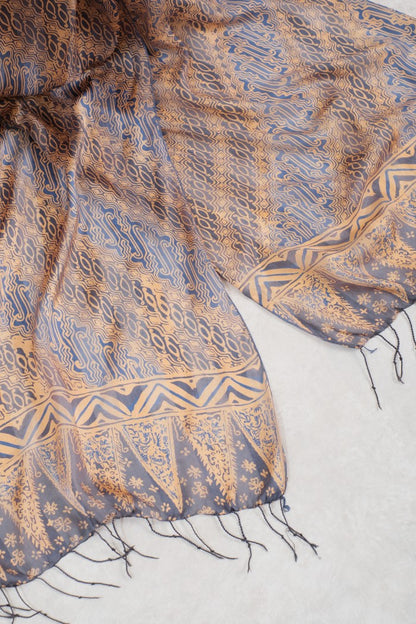 Syal Batik Sutra Parang Curigo 1 - Blue - 45
