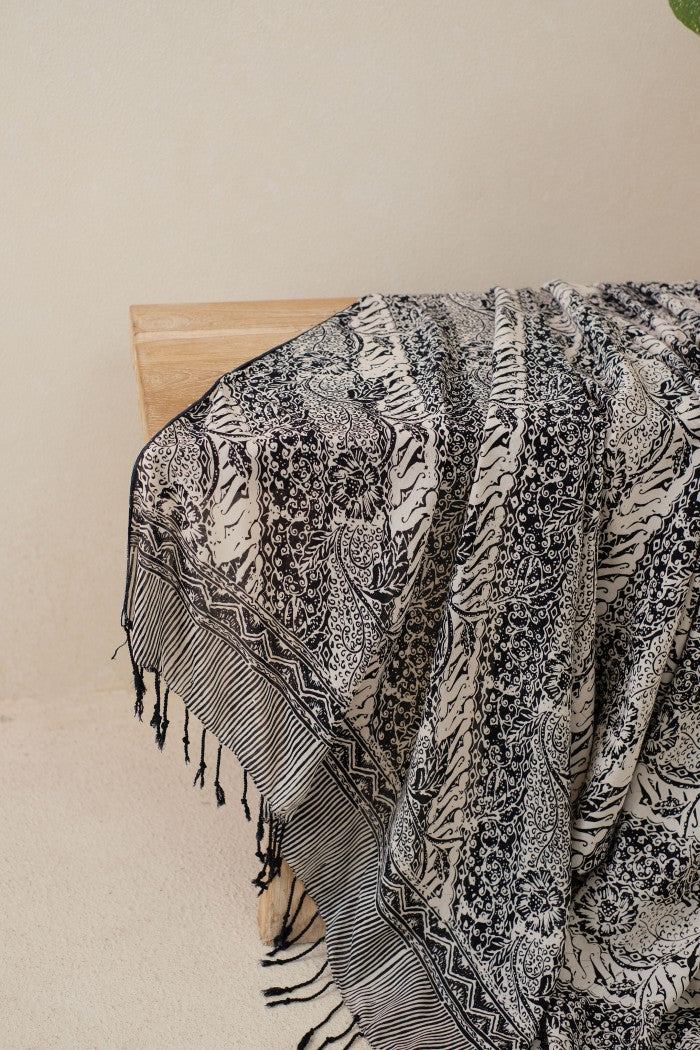 Selendang Batik TCE Parang Bunga Black - 80