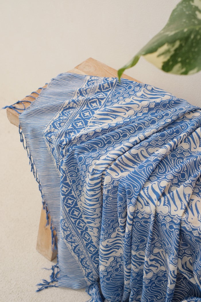 Selendang Batik TCB Parang 1 Blue - 80