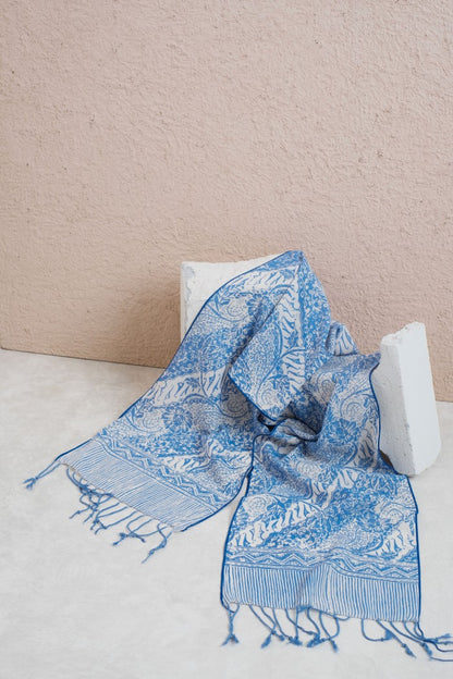 Scarf Batik TCB Parang Bunga Blue
