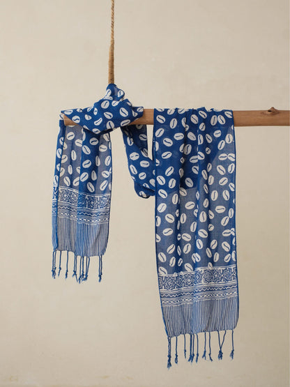 Batik Ratu - Scarf Batik Biji Kopi - Dark Blue