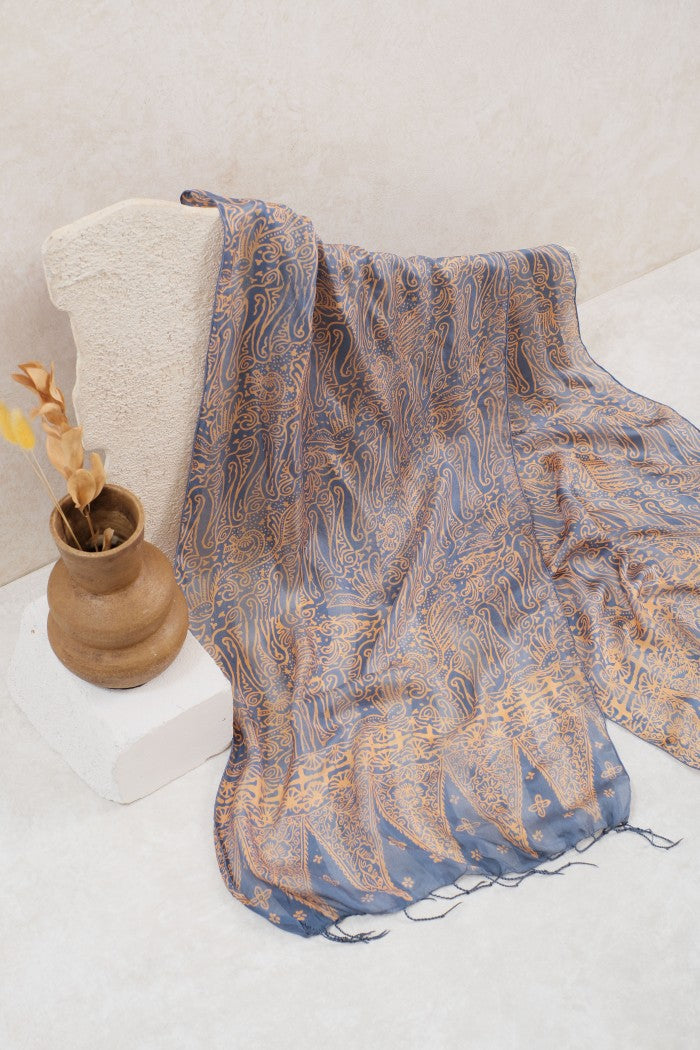 Syal Batik Sutra Parang Curigo 2 - Blue - 45