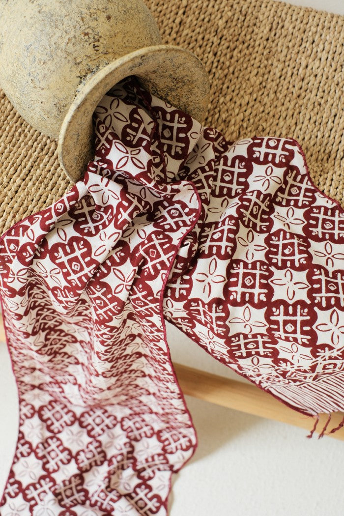 Scarf Batik TCN Kawung XO Maroon