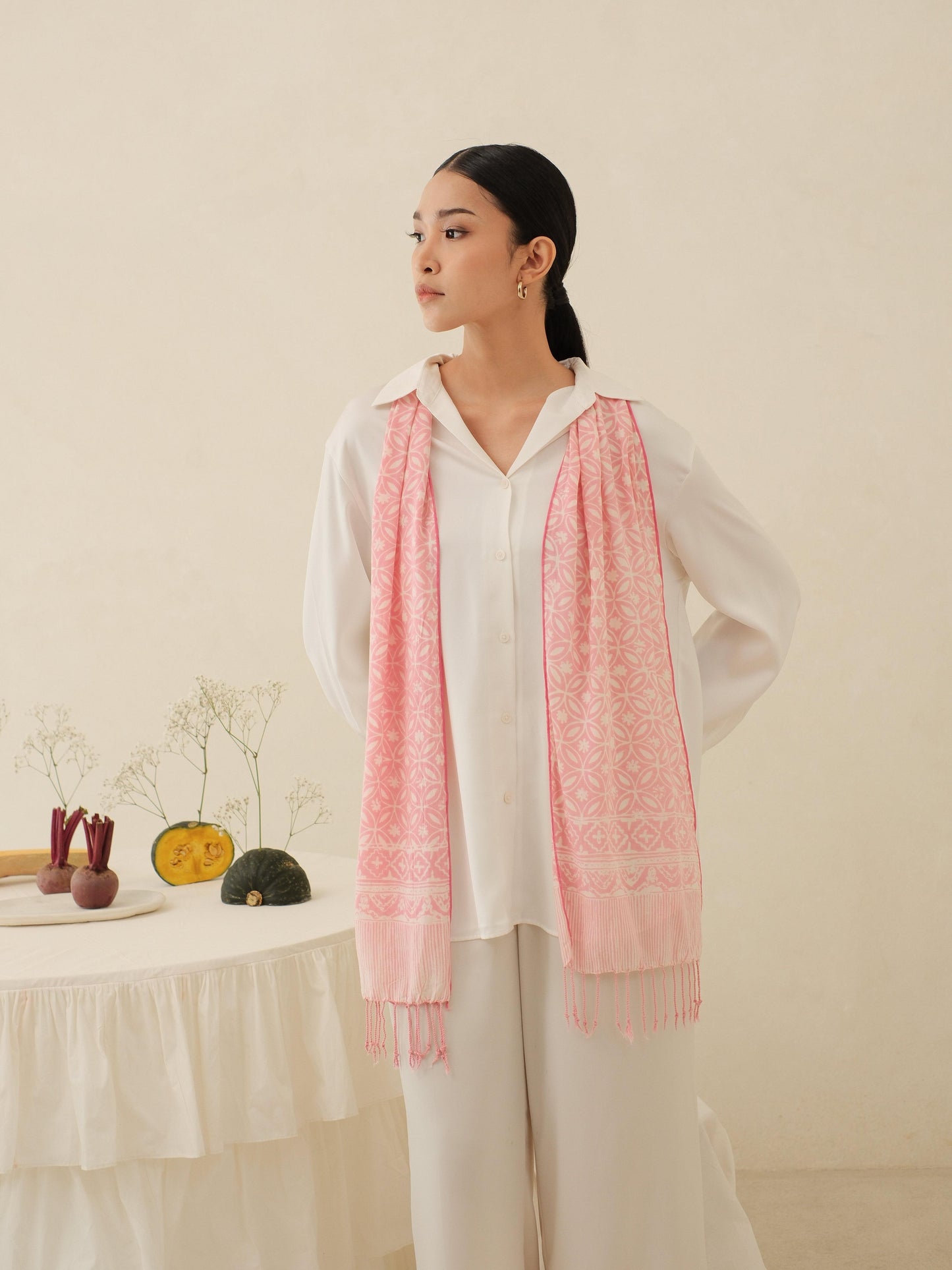 Scarf Batik TCA Kawung 3 Pink