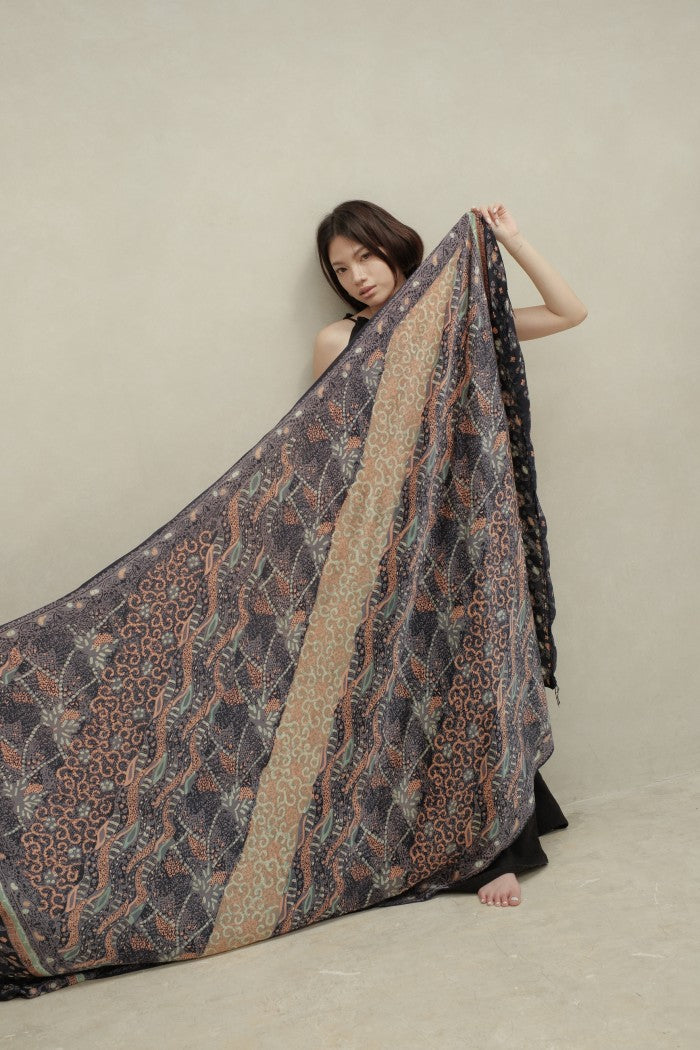 Selendang Sutra Batik Tulis - Sangga Langit - Blue