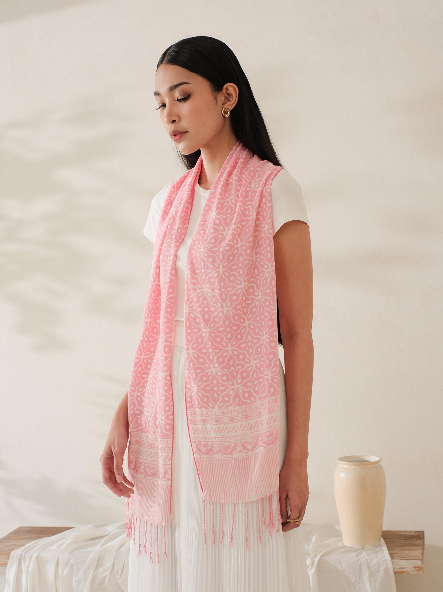 Scarf Batik TCA Kawung 2 Pink