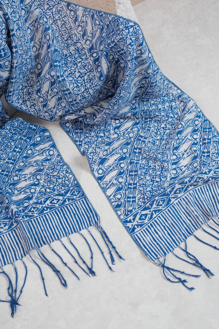 Scarf Batik TCB Parang Kawung Blue