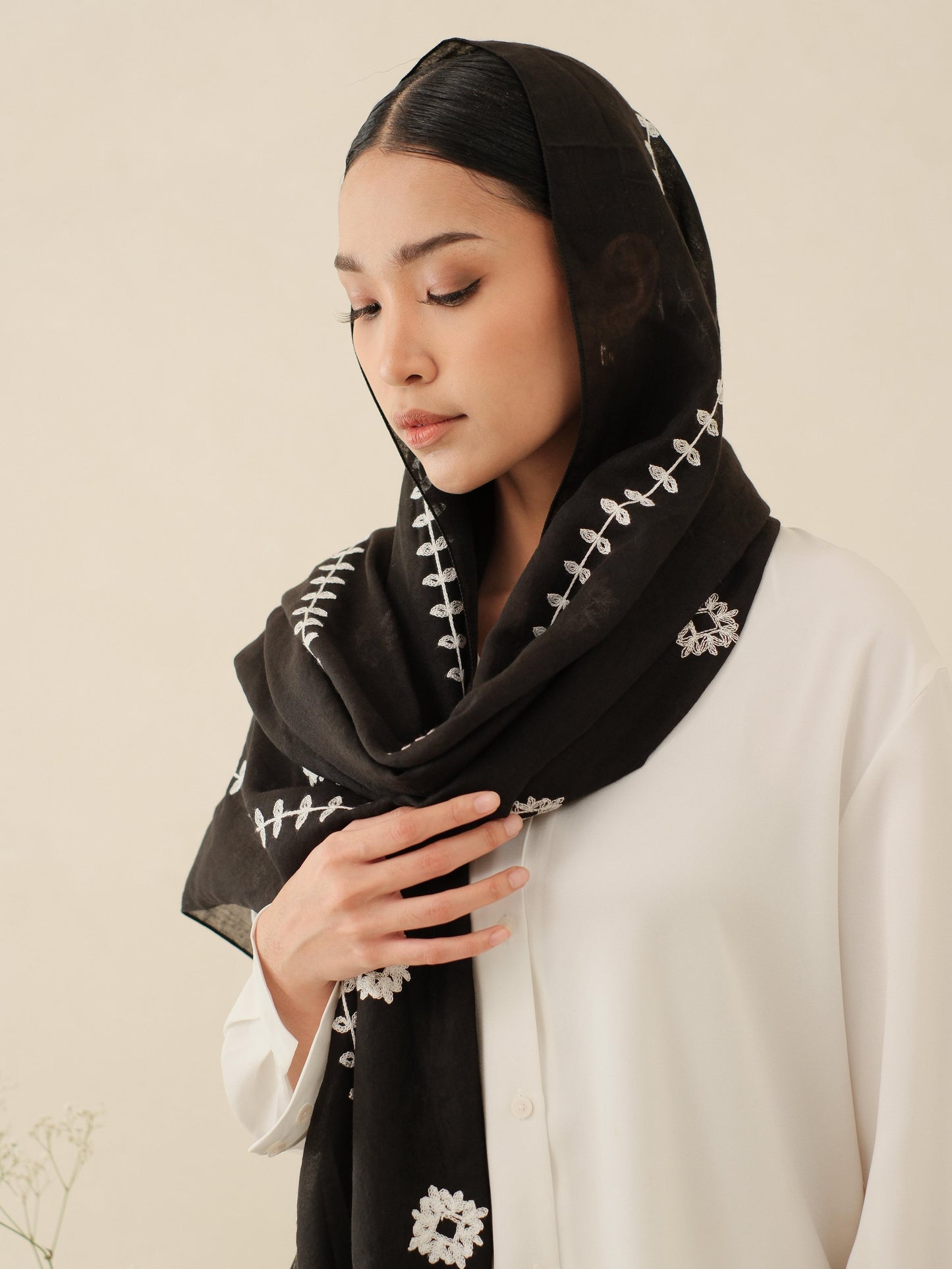 Noor in Black Shawl - Selendang Batik