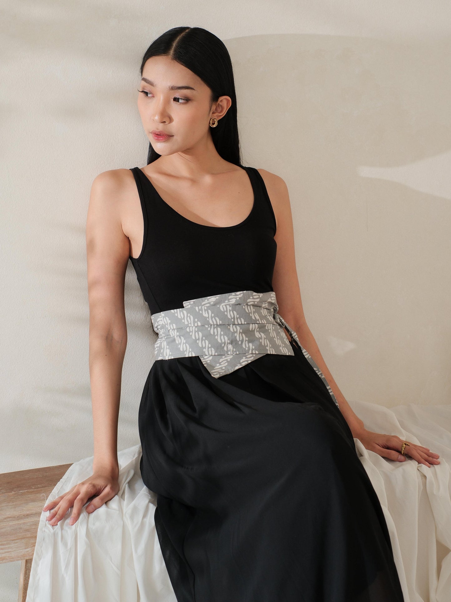 Tiara in Grey - Obi Belt Batik