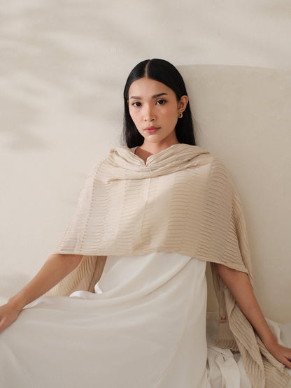 Safa in Cream Shawl - Selendang Batik