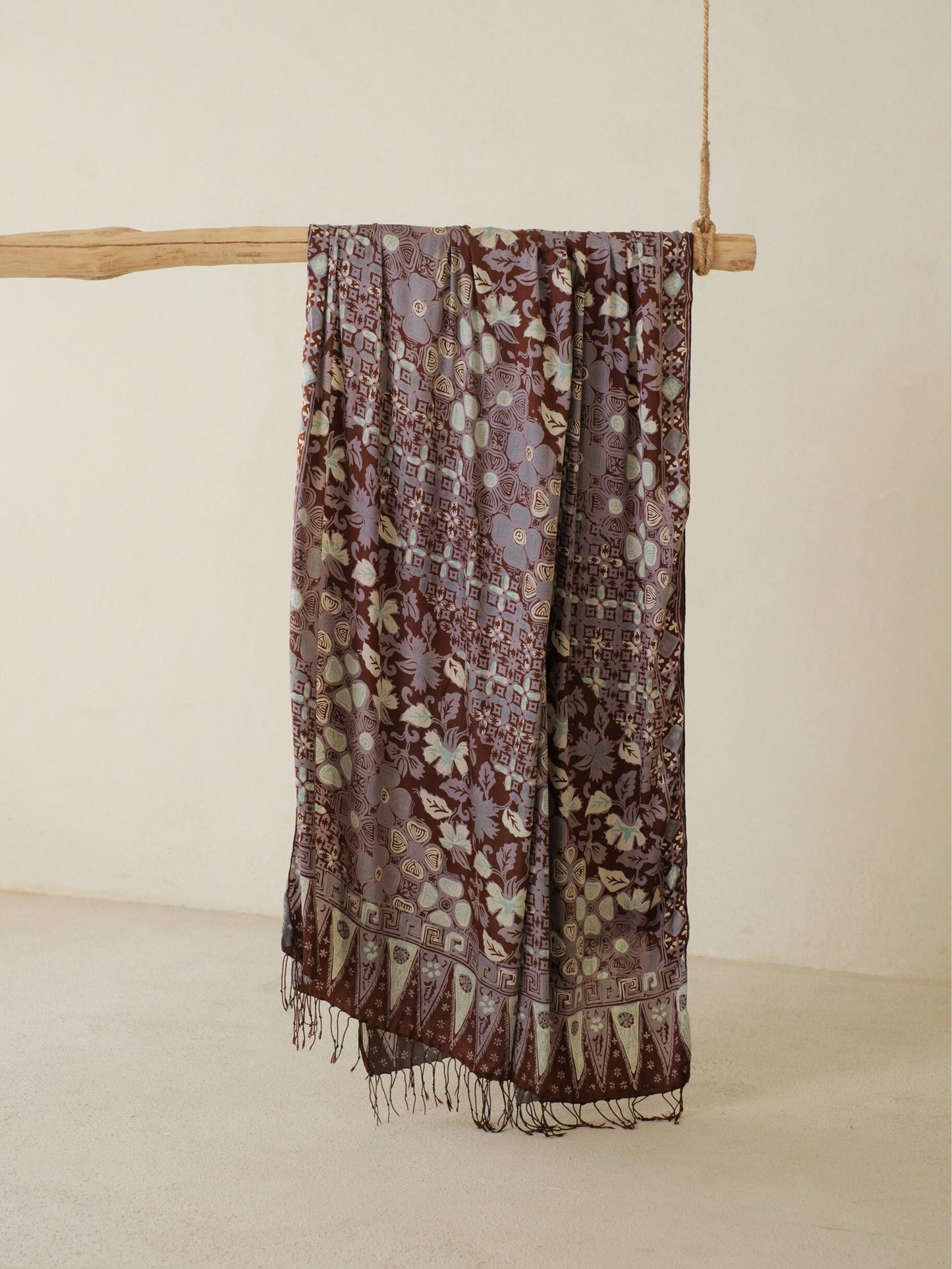 Selendang Sutra Batik Tulis - Semanggi - Blue