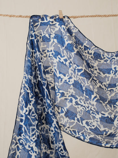 Syal Batik Sutra - Semilir - Blue - 35