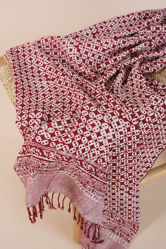 Selendang Batik TCN Kawung Sen Maroon - 80