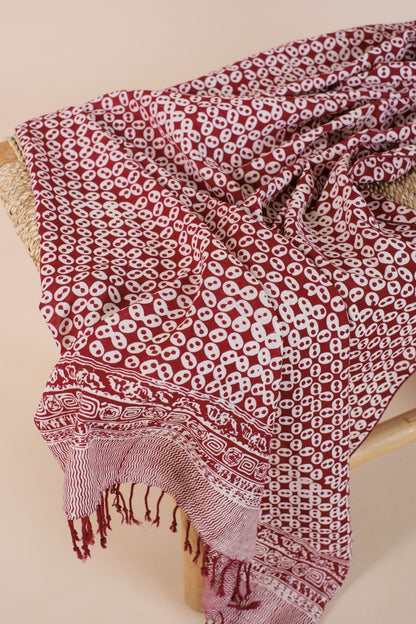 Selendang Batik TCN Kawung Sen Maroon - 80