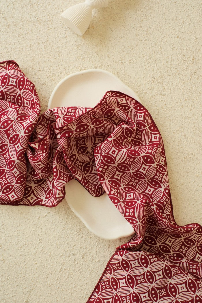 Scarf Batik TCN Kawung Bribil Maroon