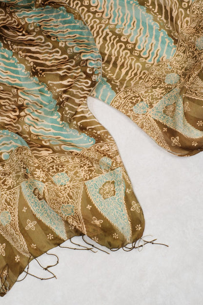 Syal Batik Sutra Parang Tuding Kombi - Green Tosca - 45