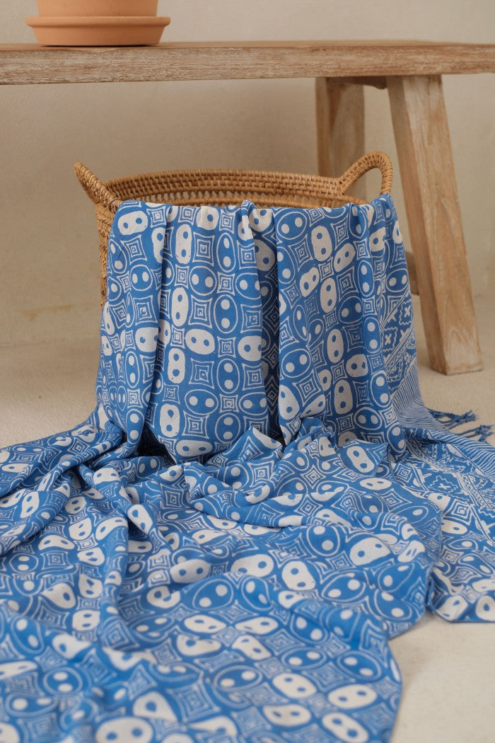 Selendang Batik TCB Kawung 1 Blue - 80