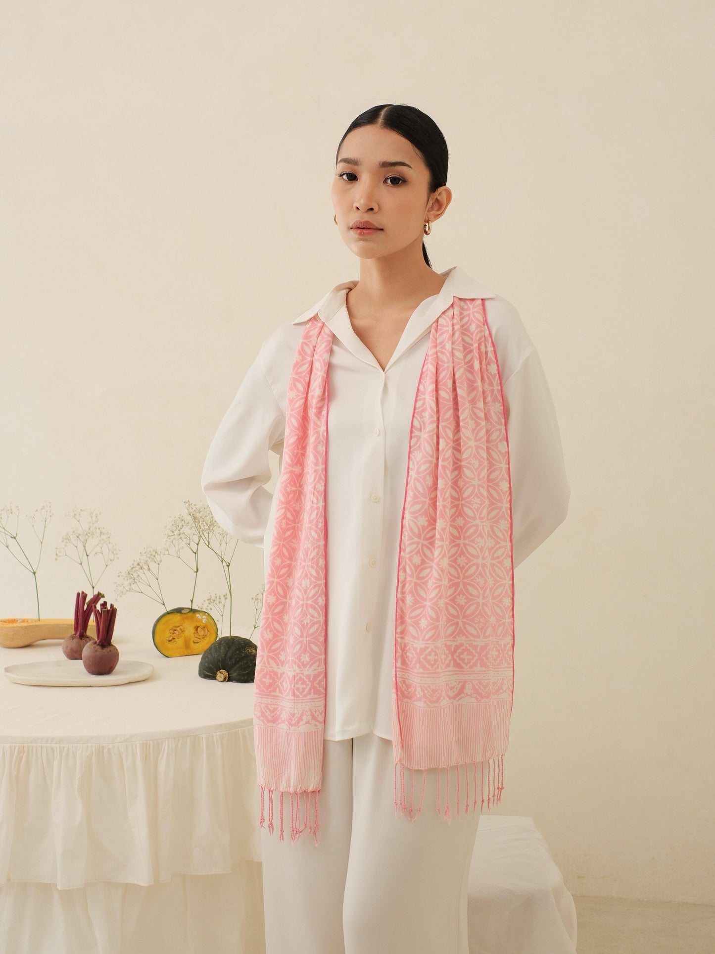 Scarf Batik TCA Kawung 3 Pink