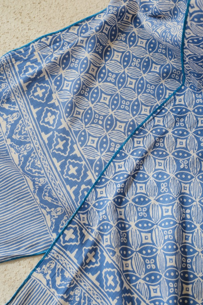 Scarf Batik TCB Kawung Bribil Blue