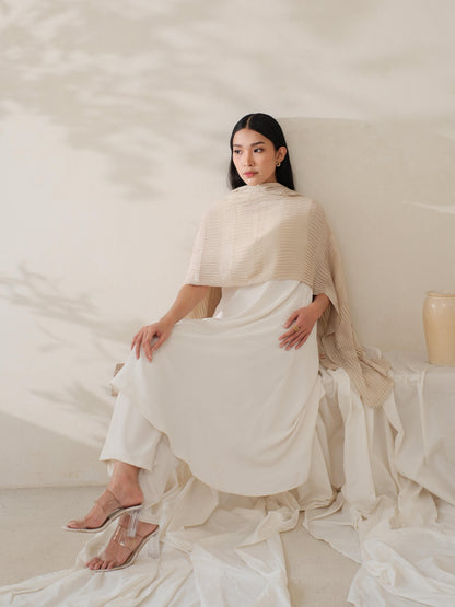 Safa in Cream Shawl - Selendang Batik