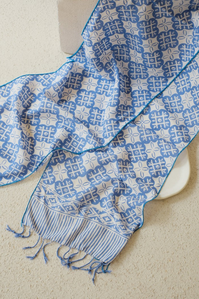 Scarf Batik TCB Kawung XO Blue