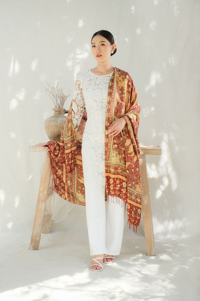 Selendang Sutra Batik Tulis - Samudra Lembayung - Red