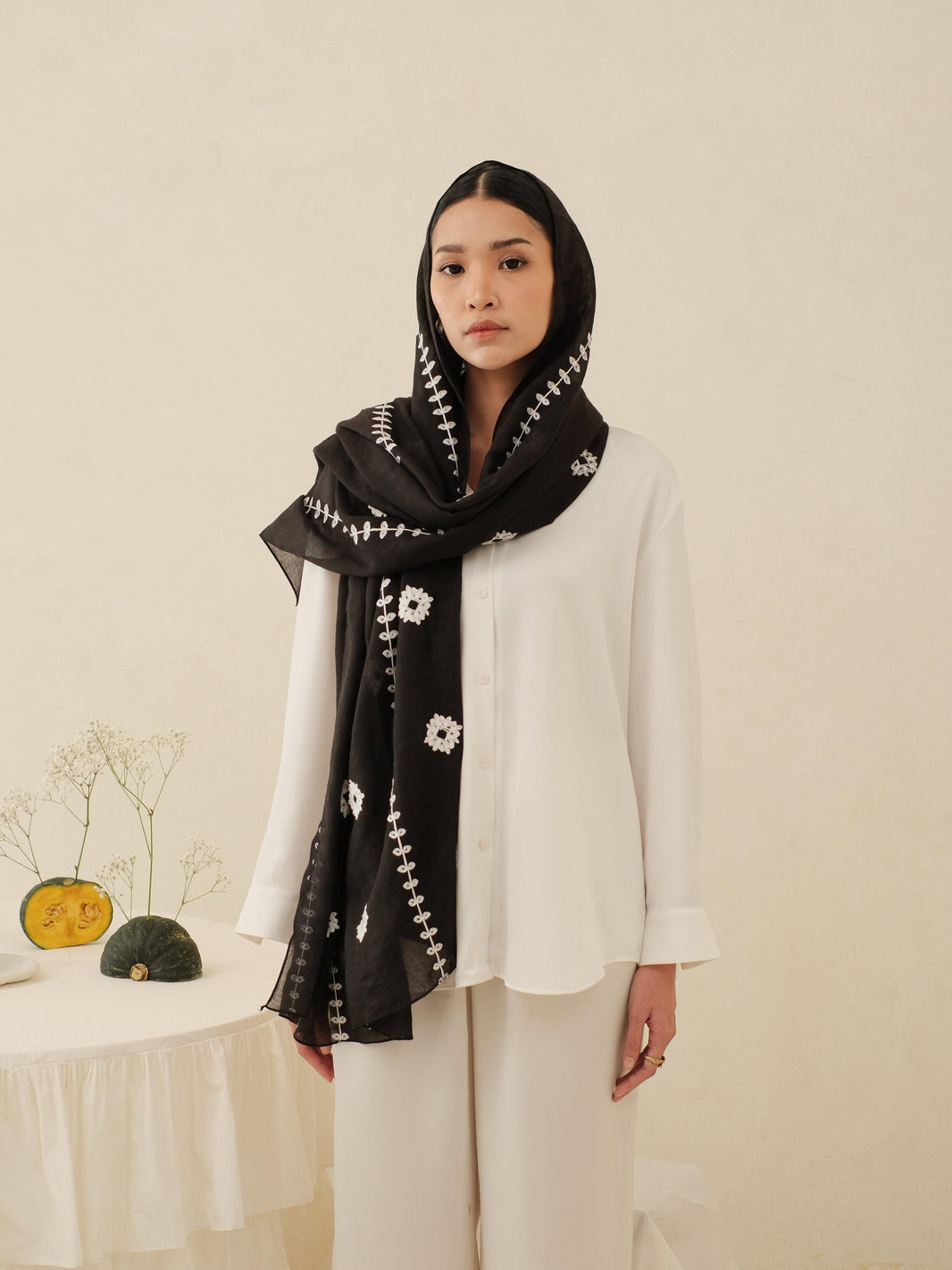 Noor in Black Shawl - Selendang Batik