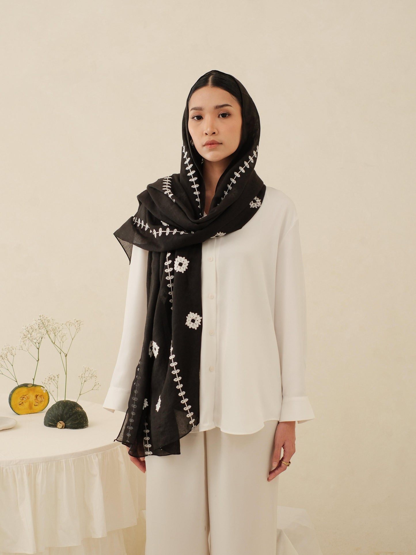 Noor in Black Shawl - Selendang Batik