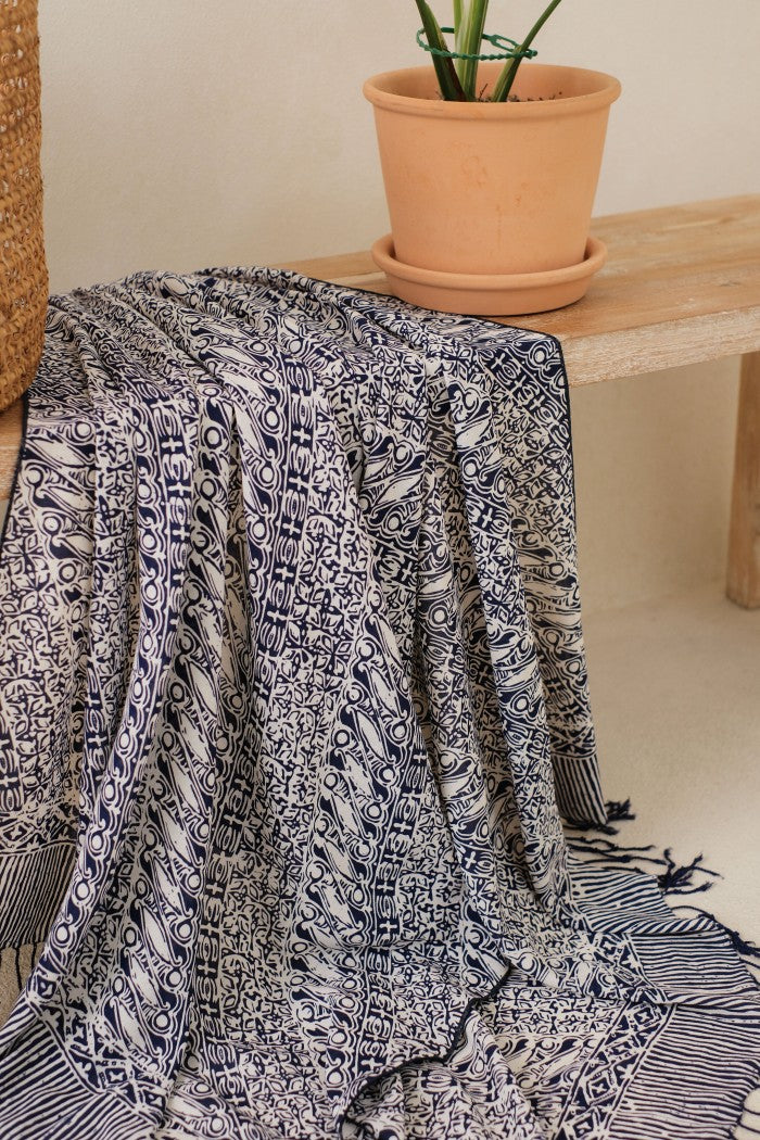 Selendang Batik TCC Parang Kawung Blue - 80