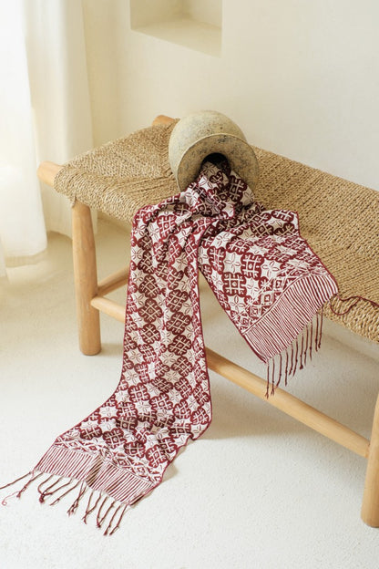 Scarf Batik TCN Kawung XO Maroon