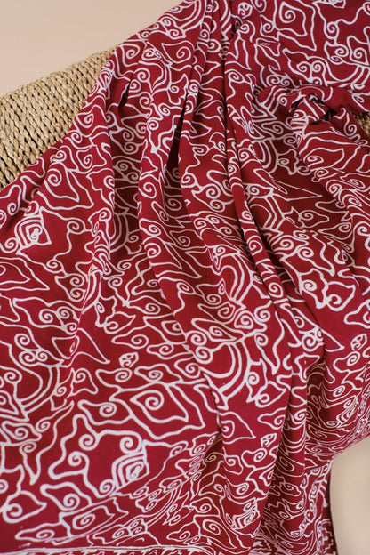 Selendang Batik TCN Mega Mendung Maroon - 80