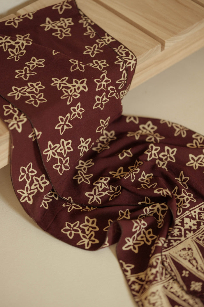 Scarf Batik Bunga Melati - Brown | DNR