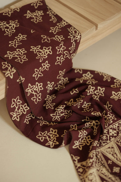 Scarf Batik Bunga Melati - Brown | DNR