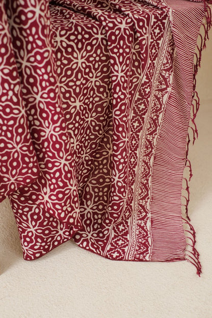 Selendang Batik TCN Kawung 2 Maroon - 80