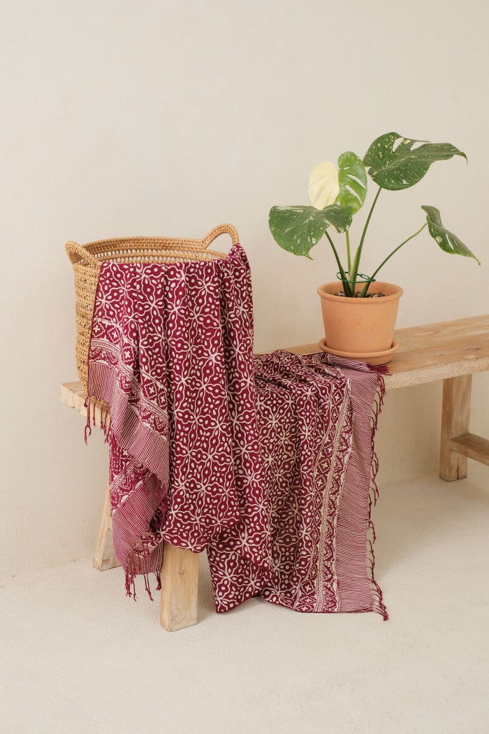 Selendang Batik TCN Kawung 2 Maroon - 80