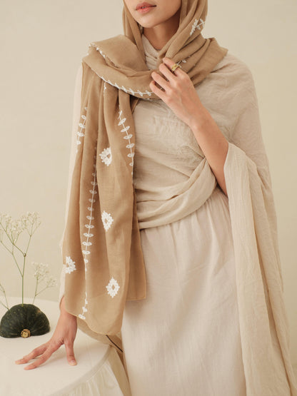 Noor in Brown Shawl - Selendang Batik